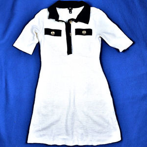 River Island White Boucle Shift Mini Dress Sz8 #1072